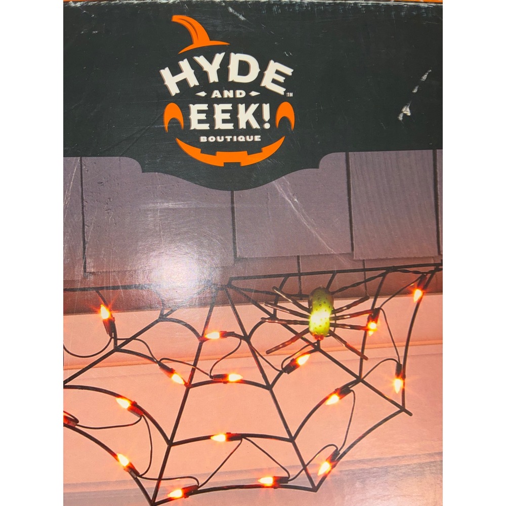 Halloween Spider Web String Lights Hyde & Eek Orange Black Decor Party - Picture 3 of 6